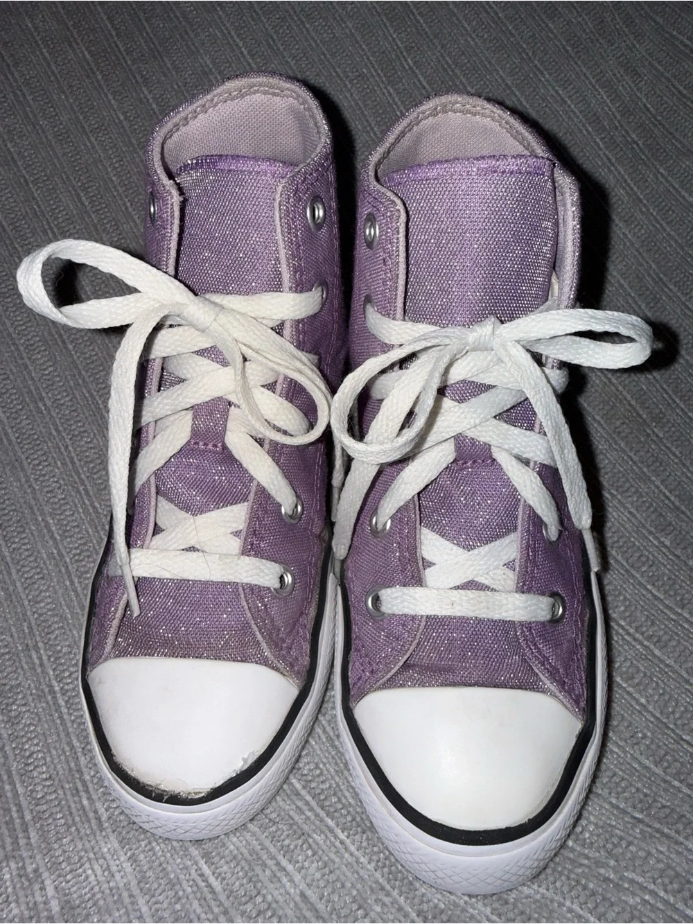 Converse Kids Lavender Glitter High-Top Sneakers
